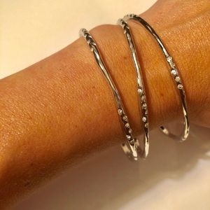 Stella & Dot Rhea Silver Set of 3 Bangles